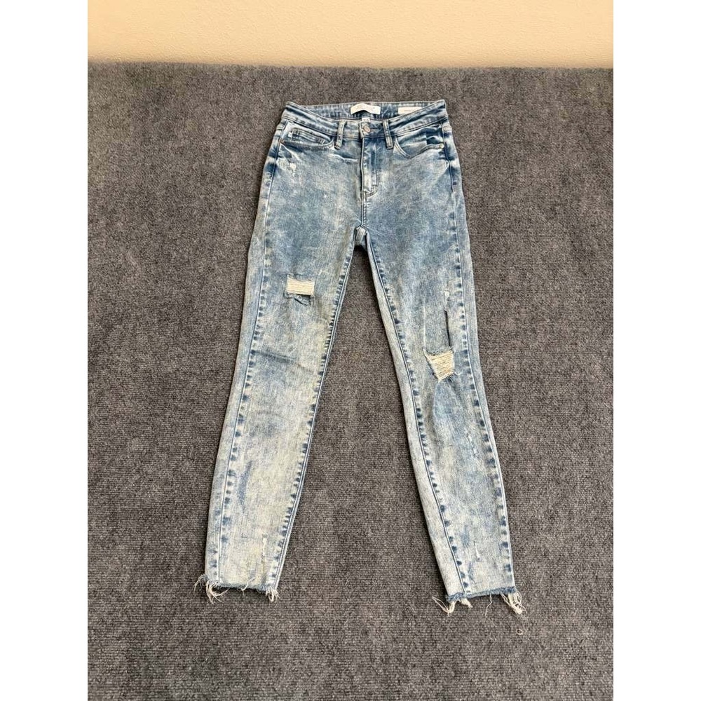 Judy Blue Skinny Jeans 3/26 Light Acid Wash Distressed Raw Hem High Rise JB88256